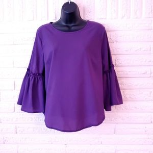 Roommates Purple Flowy Bell Sleeve Blouse